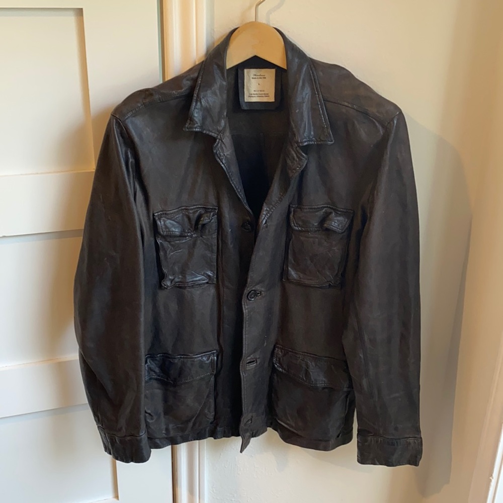 Billy Reid leather bomber jacket